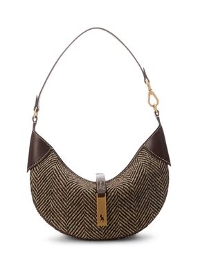EXCELLENT RALPH LAUREN POLO ID HERRINGBONE WOOL TWEED SHOULDER BAG HOBO